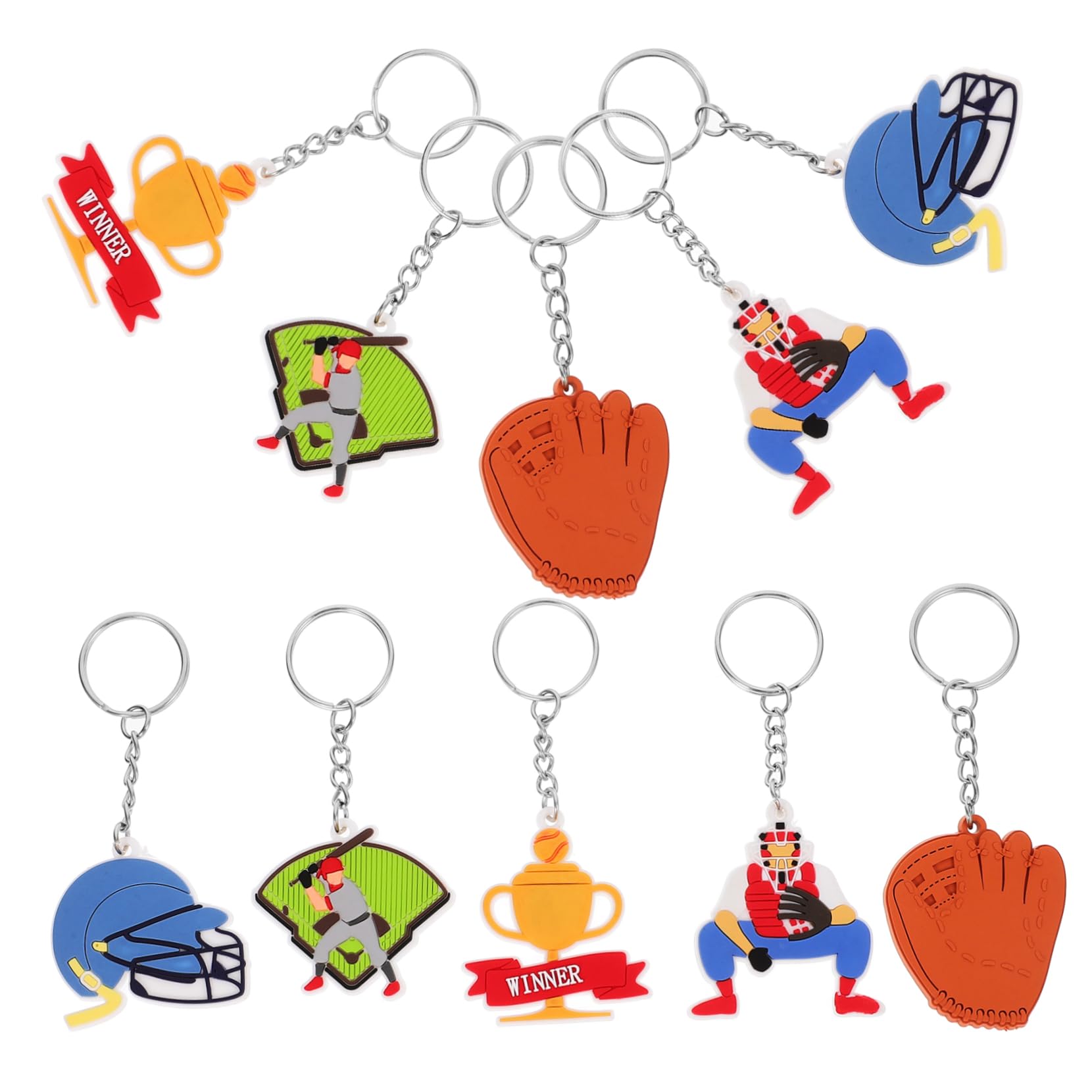 MILISTEN 10-Pack PVC Baseball Keychain Set - Durable Backpack Keychains for Baseball Fans, Sports Enthusiasts & Gift Giving - Perfect for Keys, Bags, Backpacks & Baseball Gear Accessories