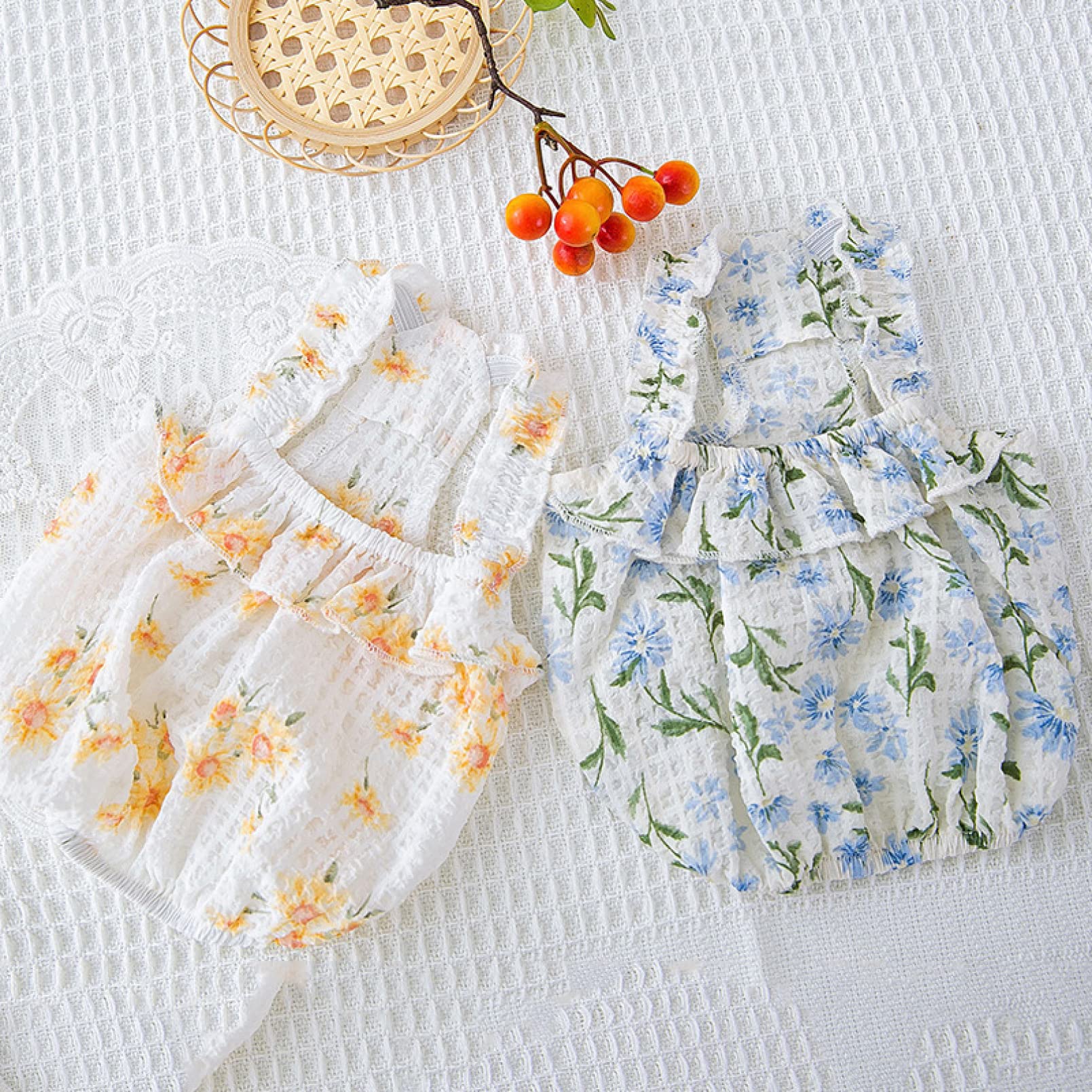 Cute Floral Sling Dress for Small Dogs & Cats - Summer Sleeveless Plaid Puppy Skirt | Thin & Breathable Pet Clothes for Outdoor Walks & Playtime