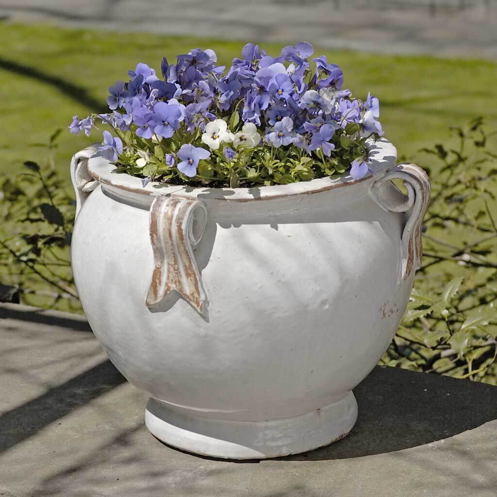 Campania International Round Handle Planter - Elegant Ceramic Flower Pot for Indoor & Outdoor Plants - Perfect for Home Decor, Garden, Patio, and Office Spaces