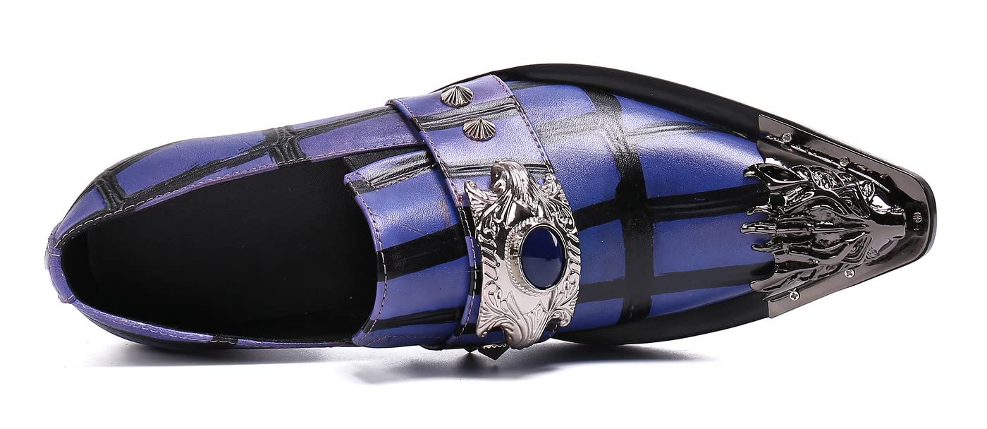 Santimon Men's Formal Dress Loafers - Genuine Leather Beaded Wedding Shoes | Classic Slip-On Smoking Shoes for Men | Perfect for Weddings, Parties & Business Events