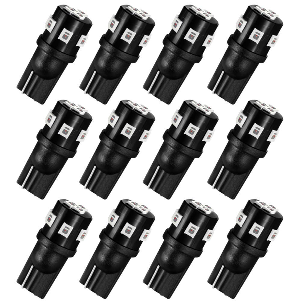AUXLIGHT T10 921 194 168 912 LED Bulbs 12-Pack - Super Bright Red 12V LED Replacement Bulbs for RV, Camper, Trailer, Boat, Car Interior Dome & License Plate Lights - Perfect for Interior Lighting, Backup Reverse Lights & Vehicle Customization