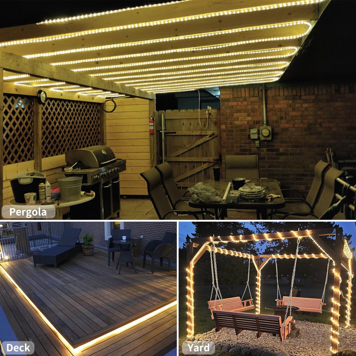 26FT Warm White LED Rope Lights - Indoor/Outdoor Waterproof String Lights with Connector for Bedroom, Garden, Deck, Christmas, Party & Holiday Decorations - Perfect for Home, Patio and Special Events Lighting