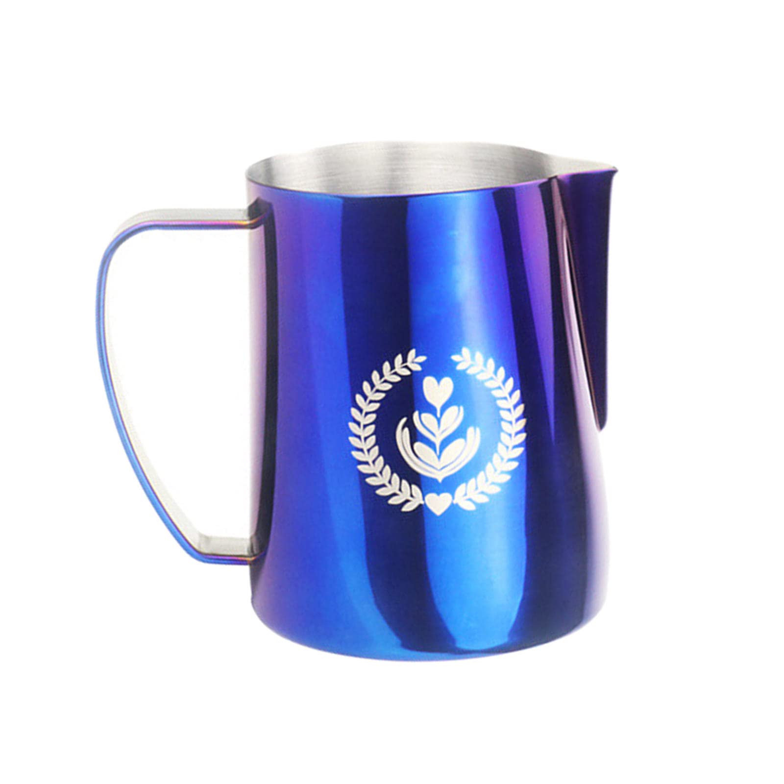 FAKEME 12 oz Espresso Milk Frothing Pitcher - Professional Barista Steaming Pitcher for Latte, Cappuccino & Coffee Art - Perfect for Home & Cafe Use - Blue