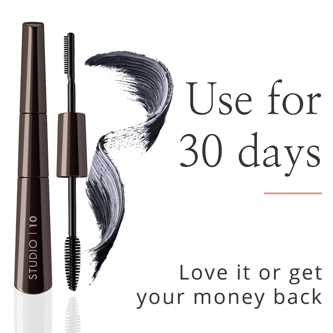 Studio 10 Black Mascara for Mature Women - Lengthening & Volumizing Tubing Mascara with Lash Lift Effect - Waterproof Formula Infused with Hyaluronic Acid (8ml) - Perfect for Everyday Wear, Special Occasions & Sensitive Eyes