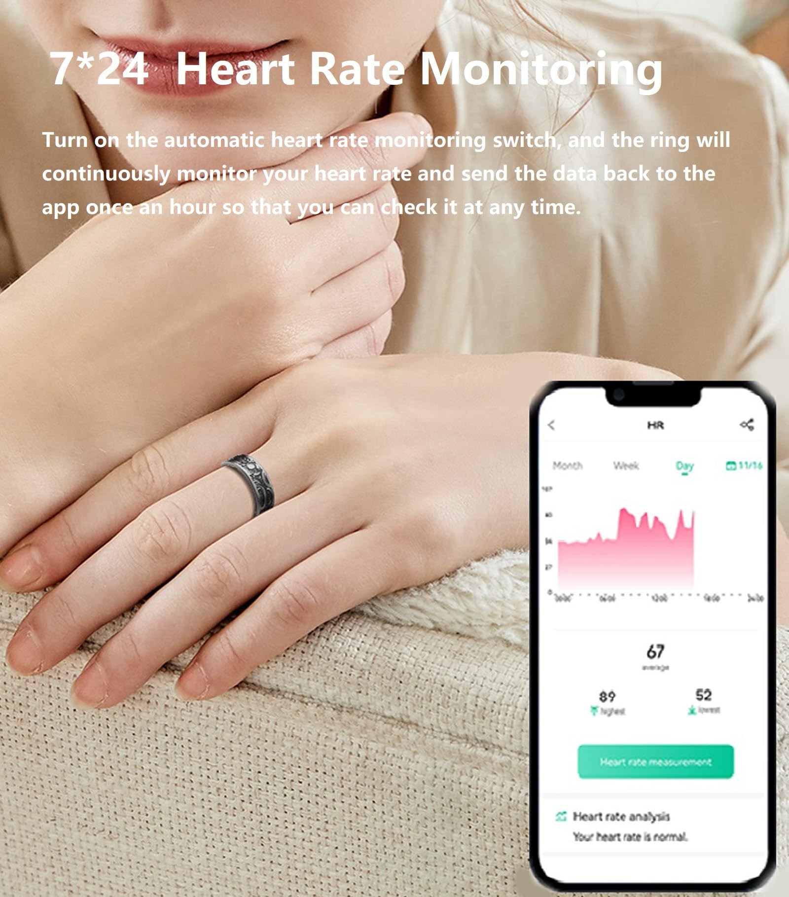 Smart Ring for Men & Women - Heart Rate Monitor, Blood Oxygen (SpO2) & Sleep Tracker - Fitness Tracker with Gesture Control, GPS Pedometer, Step & Calorie Counter - Waterproof Health Ring Compatible with iOS & Android Phones - Perfect for Workouts, Sleep Monitoring & Daily Activity Tracking