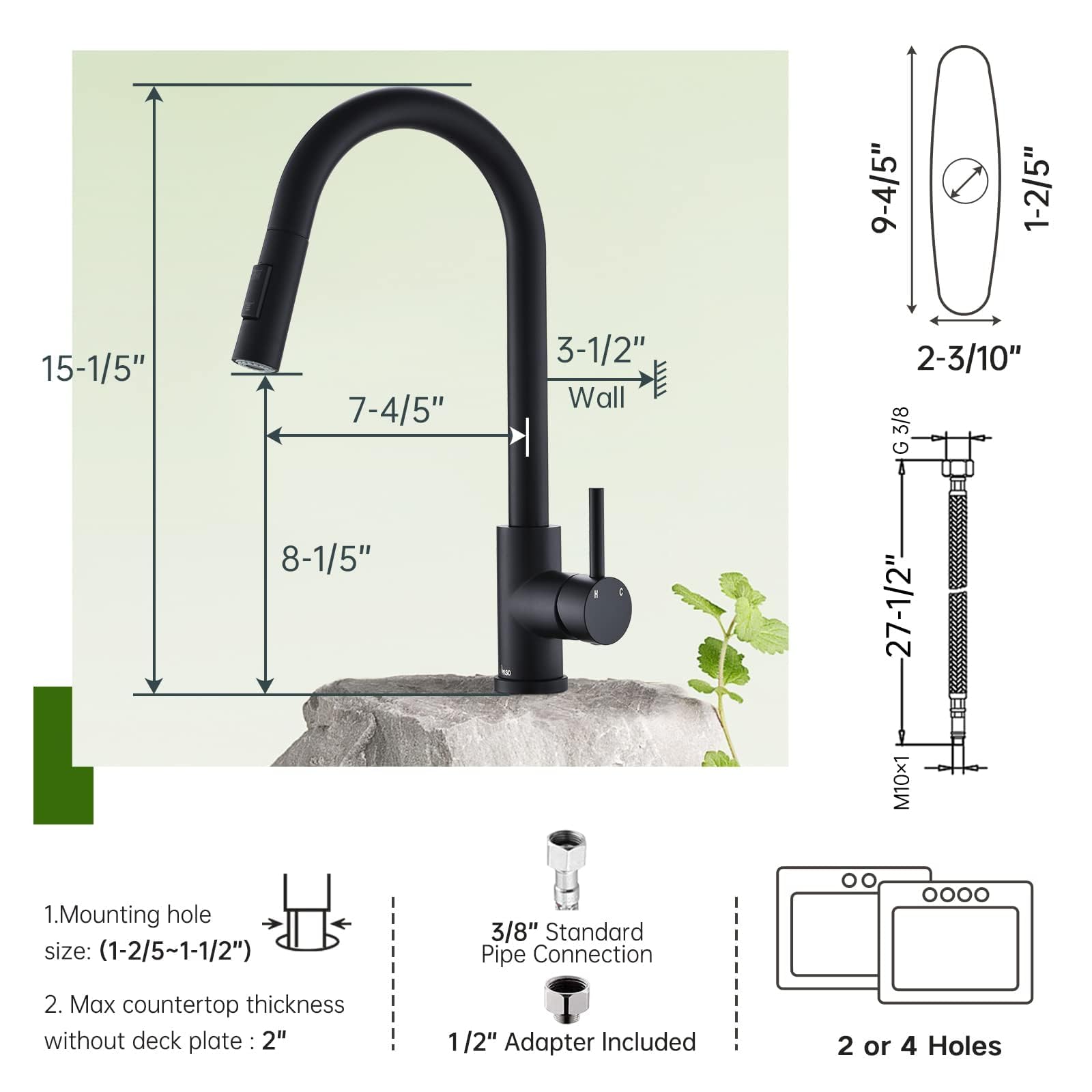 APPASO Matte Black Kitchen Faucet with Pull Down Sprayer & Soap Dispenser - 2-Mode High Arc Commercial Grade Stainless Steel Sink Faucet for RV, Bar, Farmhouse & Modern Kitchens - Perfect for Cooking, Washing Dishes & Food Prep