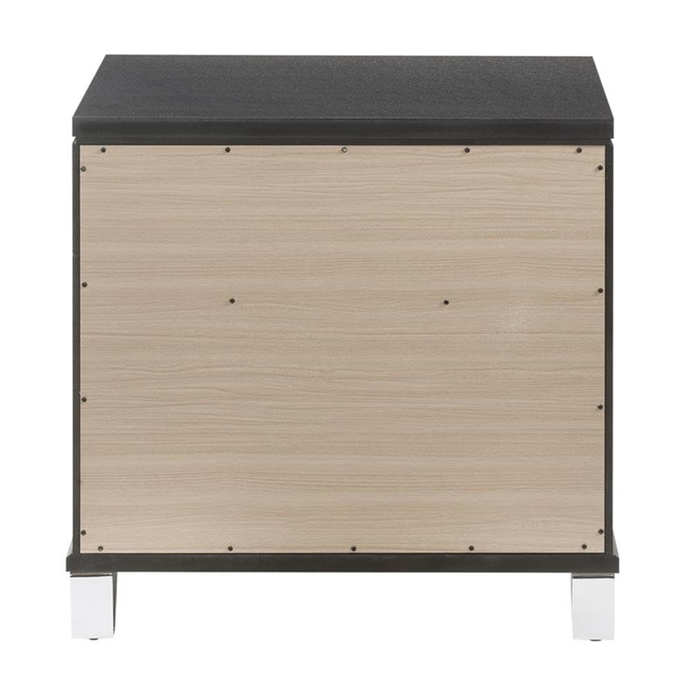 Acme Sawyer 2-Drawer Wooden Nightstand in Metallic Gray - Modern Bedside Table for Bedroom, Living Room & Office - Perfect for Storage & Home Decor