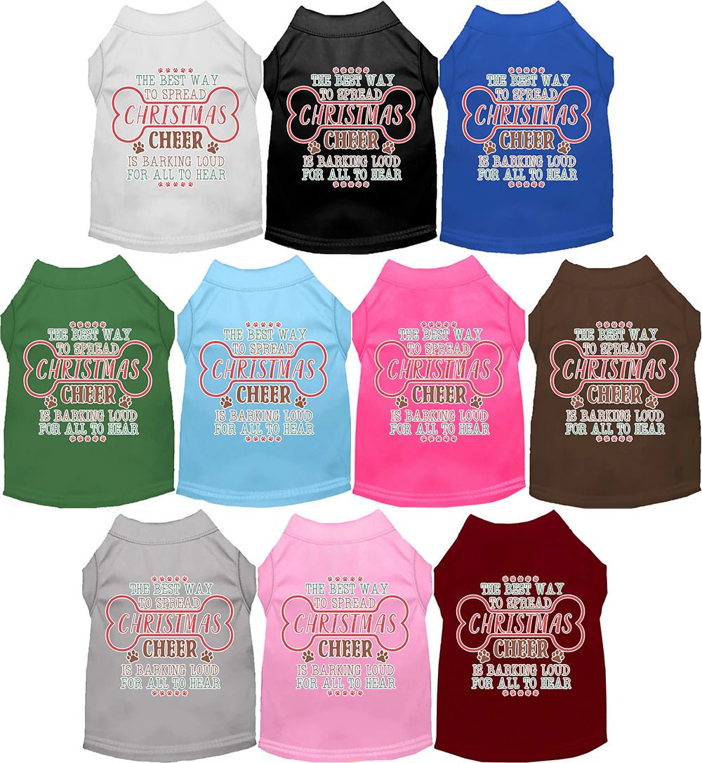 Barking Loud Christmas Cheer Screen Print Dog Shirt - Festive Holiday Pet Apparel in Multiple Colors for Dogs - Perfect for Christmas Photos & Family Gatherings