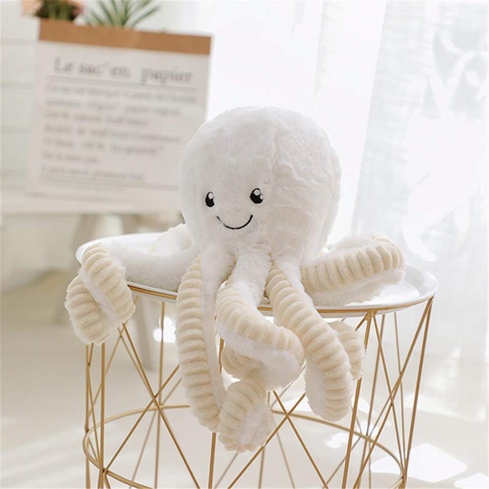 Cute Mood Octopus Plush Doll - Soft Stuffed Ocean Animal Toy & Pillow (40cm, White) - Perfect Birthday Gift for Kids & Adults - Great for Bedroom Decor, Stress Relief & Cuddling