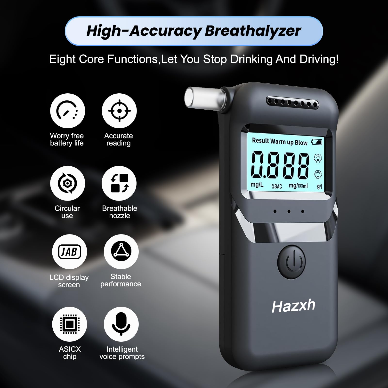 Professional-Grade Digital Breathalyzer for Alcohol - Accurate LCD Display Alcohol Tester for Personal & Workplace Use - Perfect for Bars, Parties, and Road Safety Checks