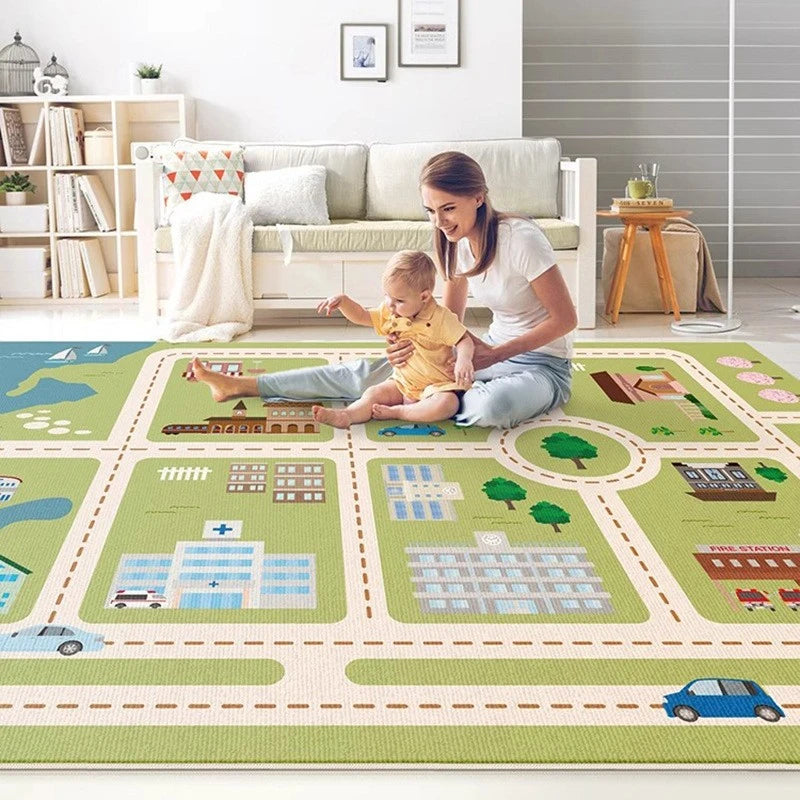 Premium Velvet Spillproof Nursery Rug for Kids - Soft & Durable Play Mat for Baby Crawling, Toddler Playroom & Daycare Flooring - Phyllis Wonderland Collection