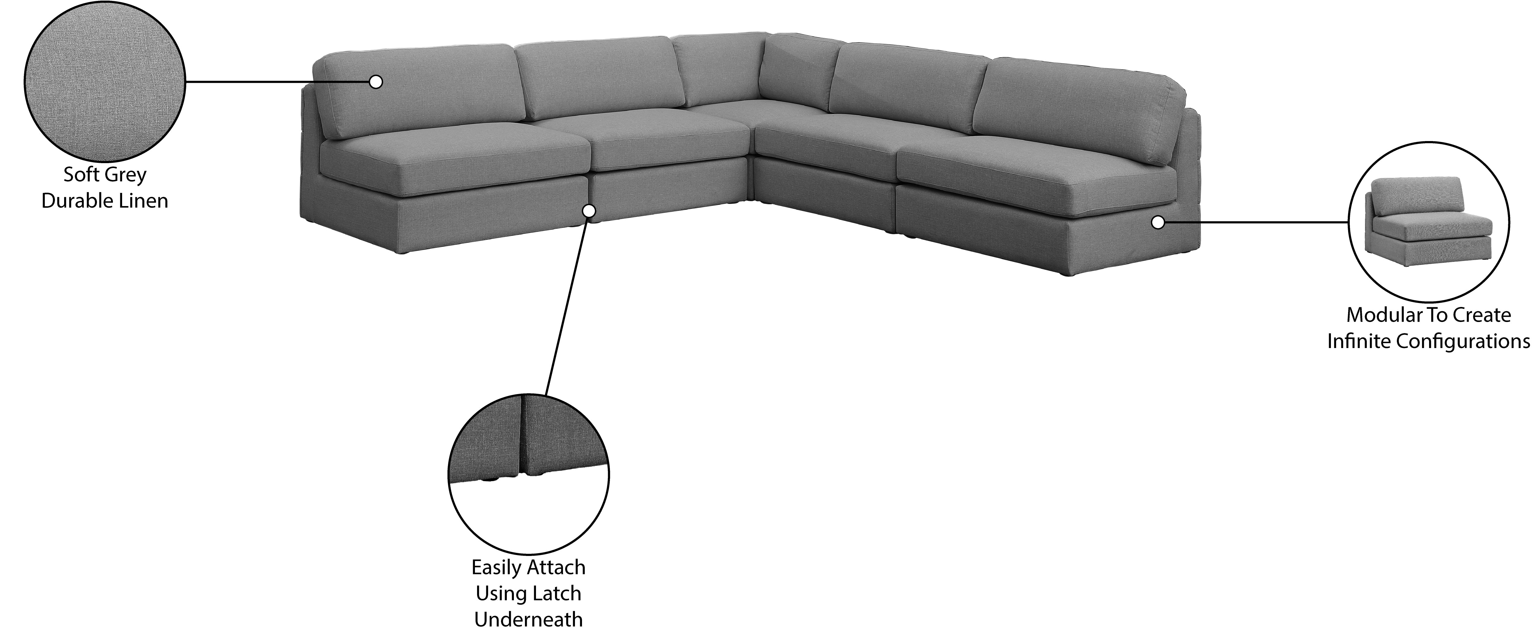 Beckham Durable Linen Textured Fabric Modular Sectional Sofa - Modern L-Shaped Couch for Living Room, Family Room & Home Theater Comfortable Seating