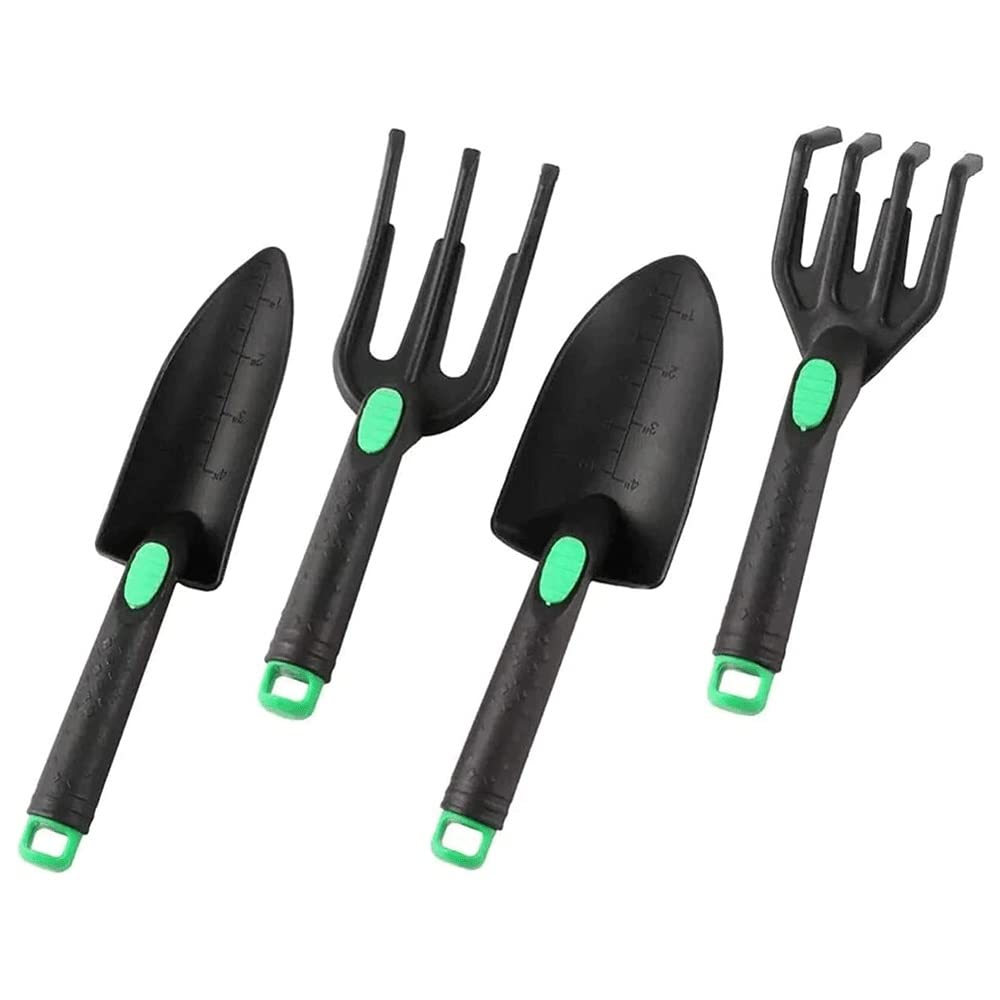 4-Piece Mini Gardening Tools Set - Shovel, Trowel, Rake & Fork | Durable PP Plastic Hand Tools for Planting Flowers, Succulents & Transplanting | Perfect Gardening Gift for Kids | Ideal for Indoor Pots, Small Gardens & School Projects