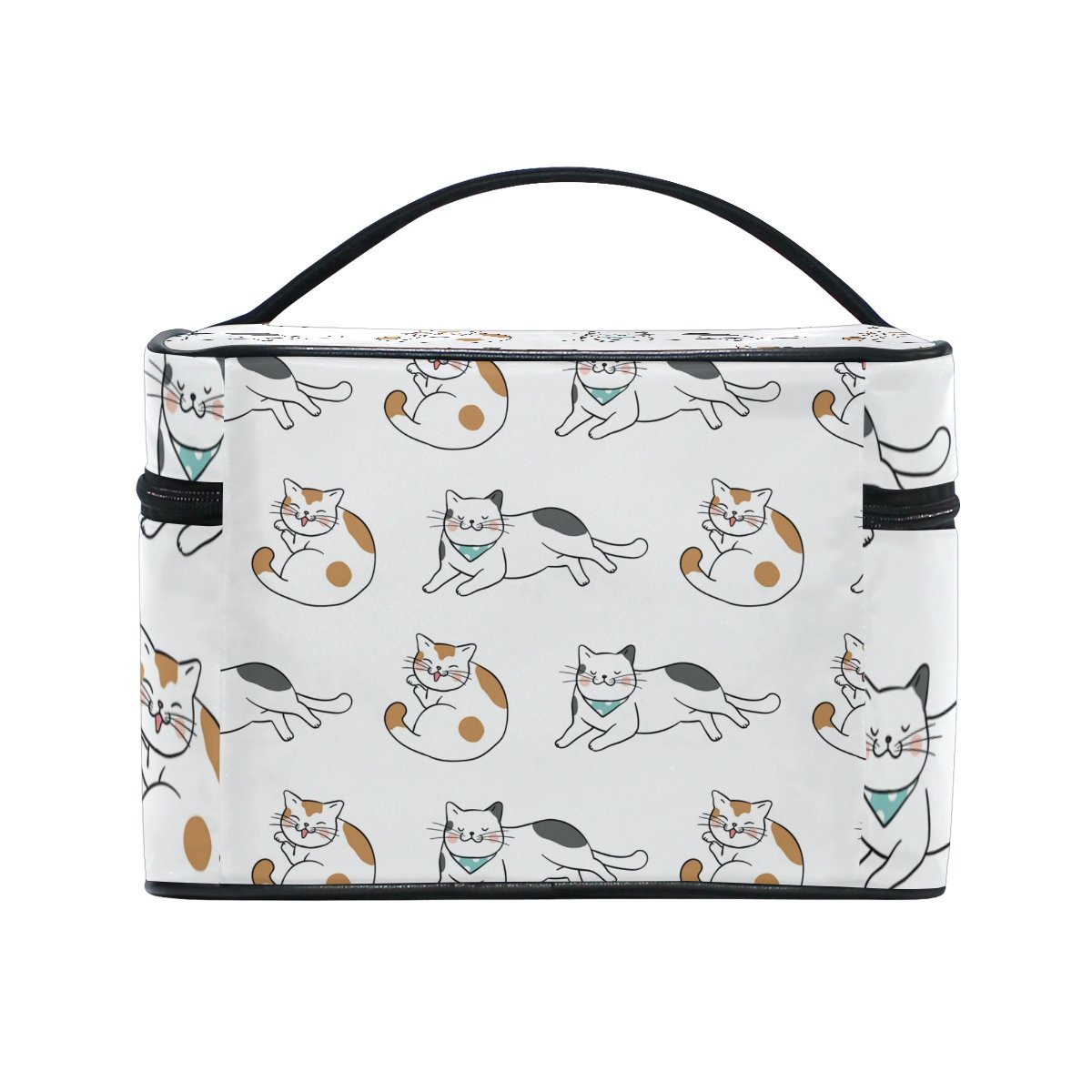 Doodle Cats Cosmetic Bag for Women - Cute Travel Makeup Train Case & Storage Organizer - Perfect for Travel, Gym, and Daily Essentials Organization