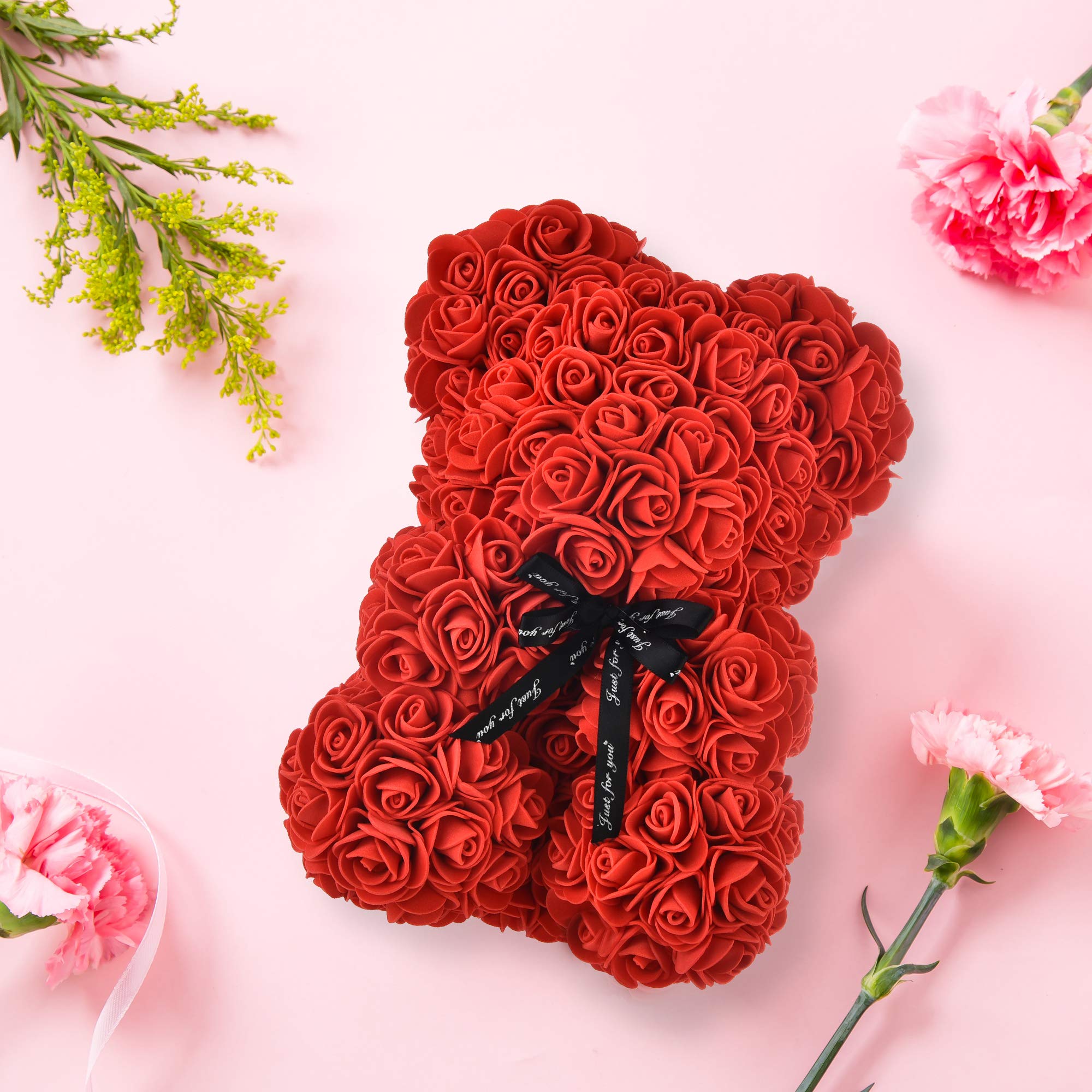 Rose Teddy Bear Gift for Mom - Valentine's Day, Mother's Day, Birthday & Anniversary Present for Women (Red, with Gift Box) | Romantic Home Decor & Special Occasion Keepsake
