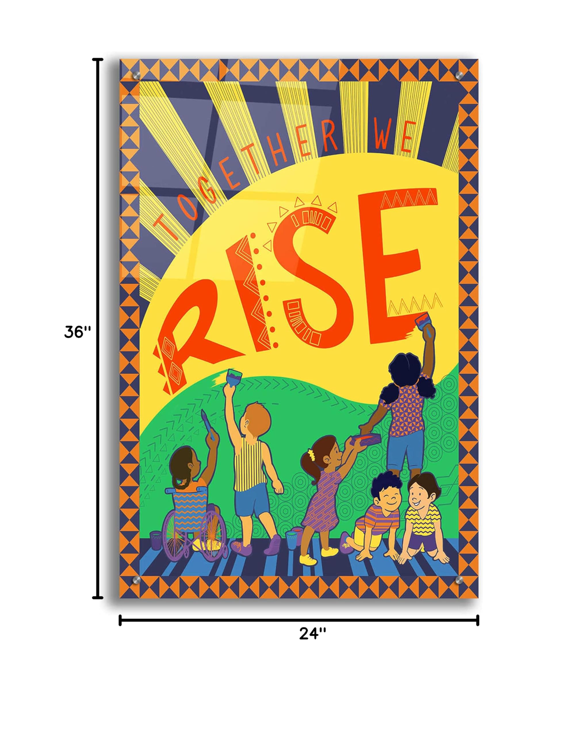 Epic Art 'Together We Rise' by Kris Duran - 24x36 Inch Acrylic Glass Wall Art Painting - Modern Home & Office Decor for Living Room, Bedroom, or Workspace