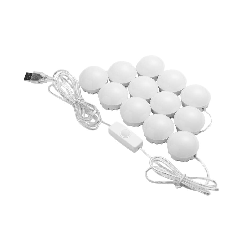 12 LED Hollywood Vanity Mirror Lights - Adjustable Brightness for Makeup