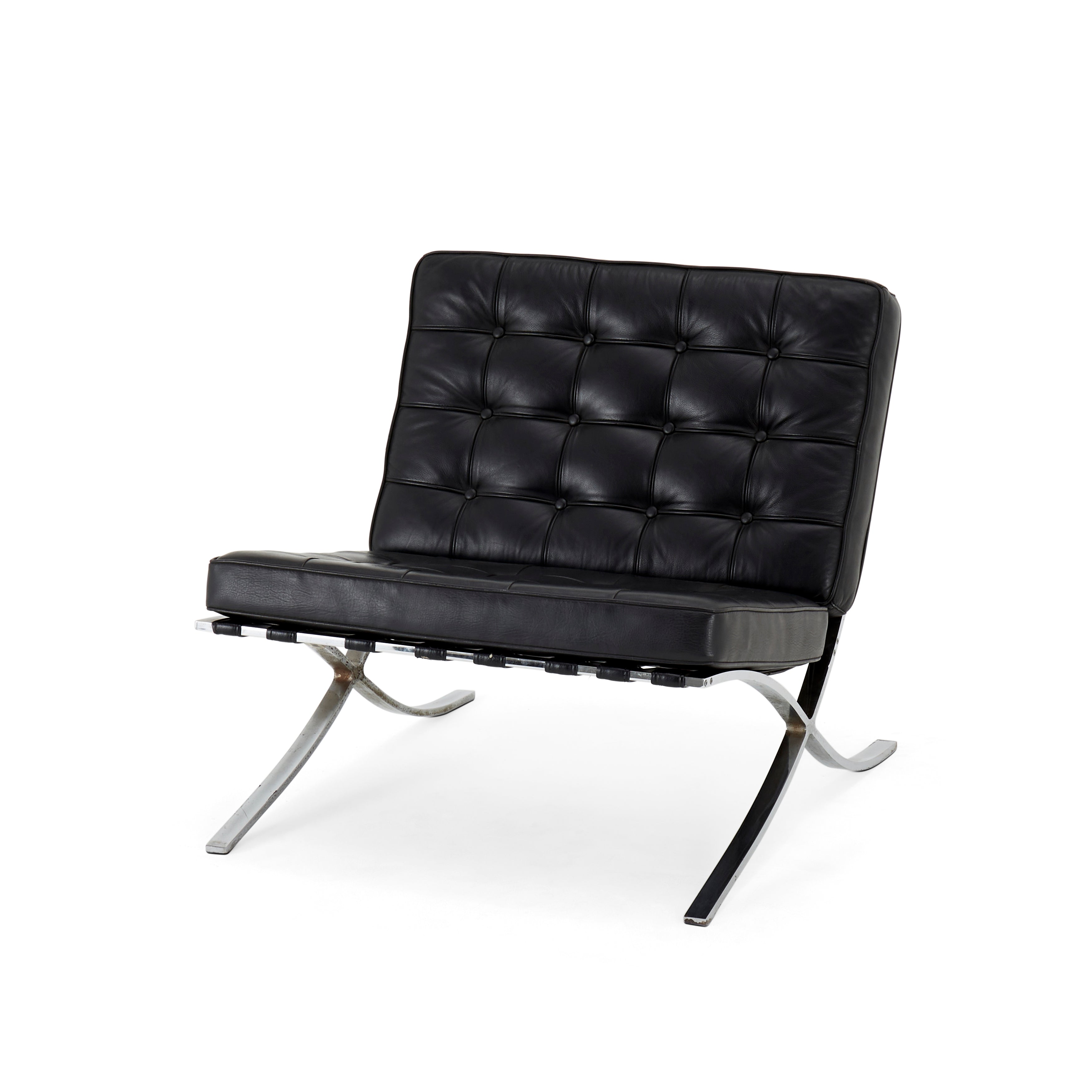 Premium Black Leather Barcelona Lounge Chair - Modern Mid-Century Design for Living Room, Office & Lounge Areas