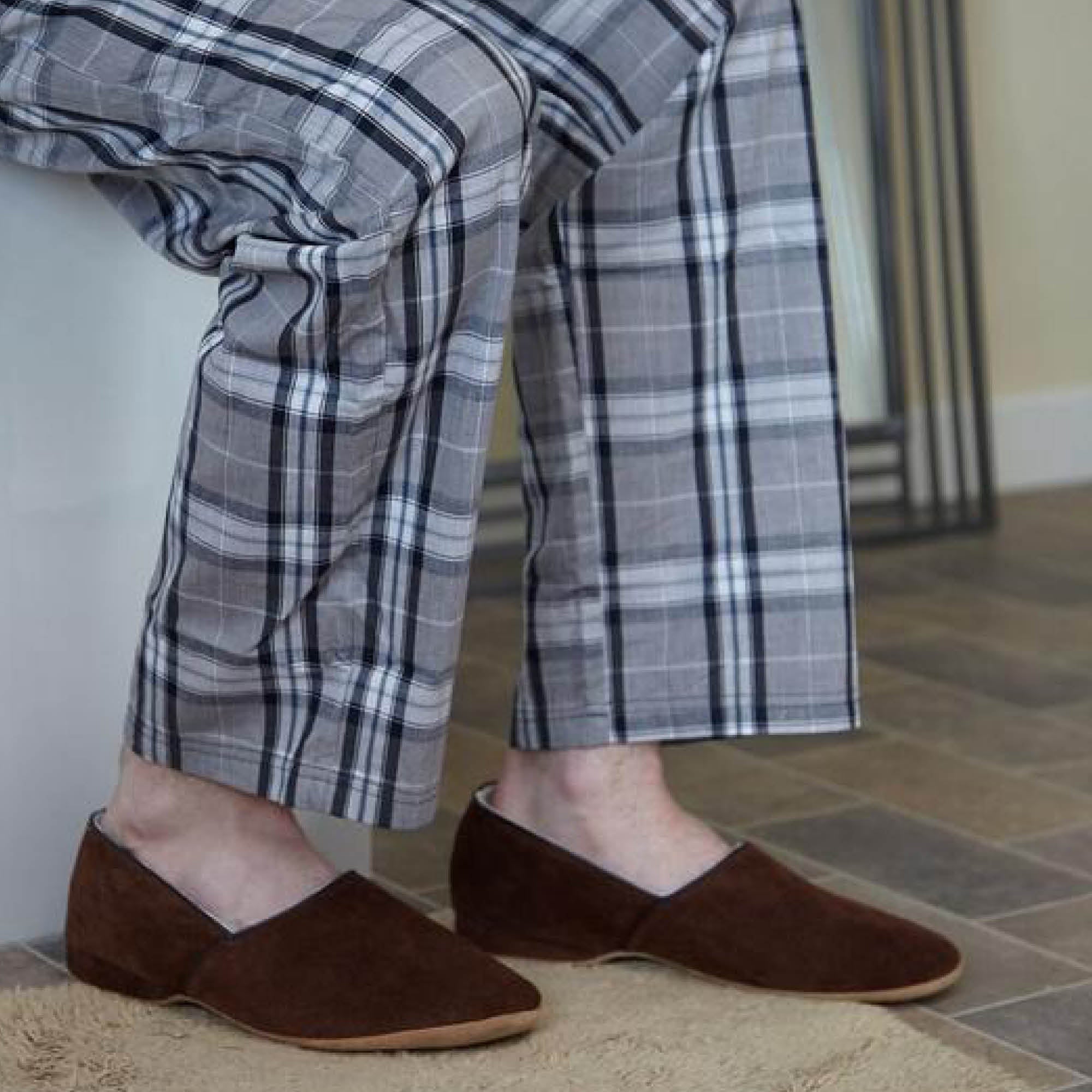 DRAPER ANTON Men's Brown Suede Slippers - Soft & Comfortable House Shoes for Indoor/Outdoor Wear at Home, Lounge & Travel