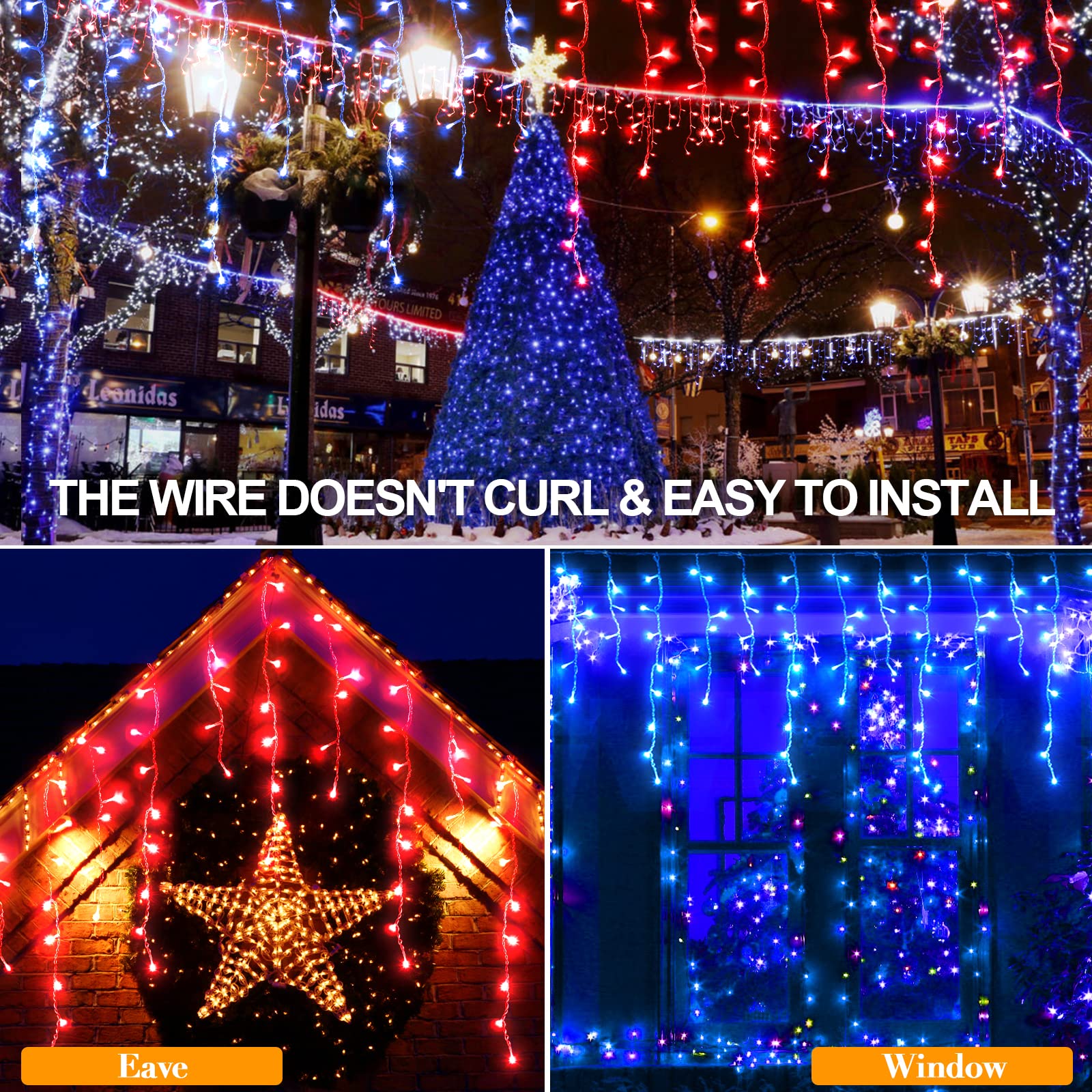 JXLEDAYY 65 FT 640 LED Christmas Lights Outdoor Waterproof String Lights with Memory Timer - Red and Blue Fairy Lights for Holiday, Wedding, Party, Garden, and Home Decor