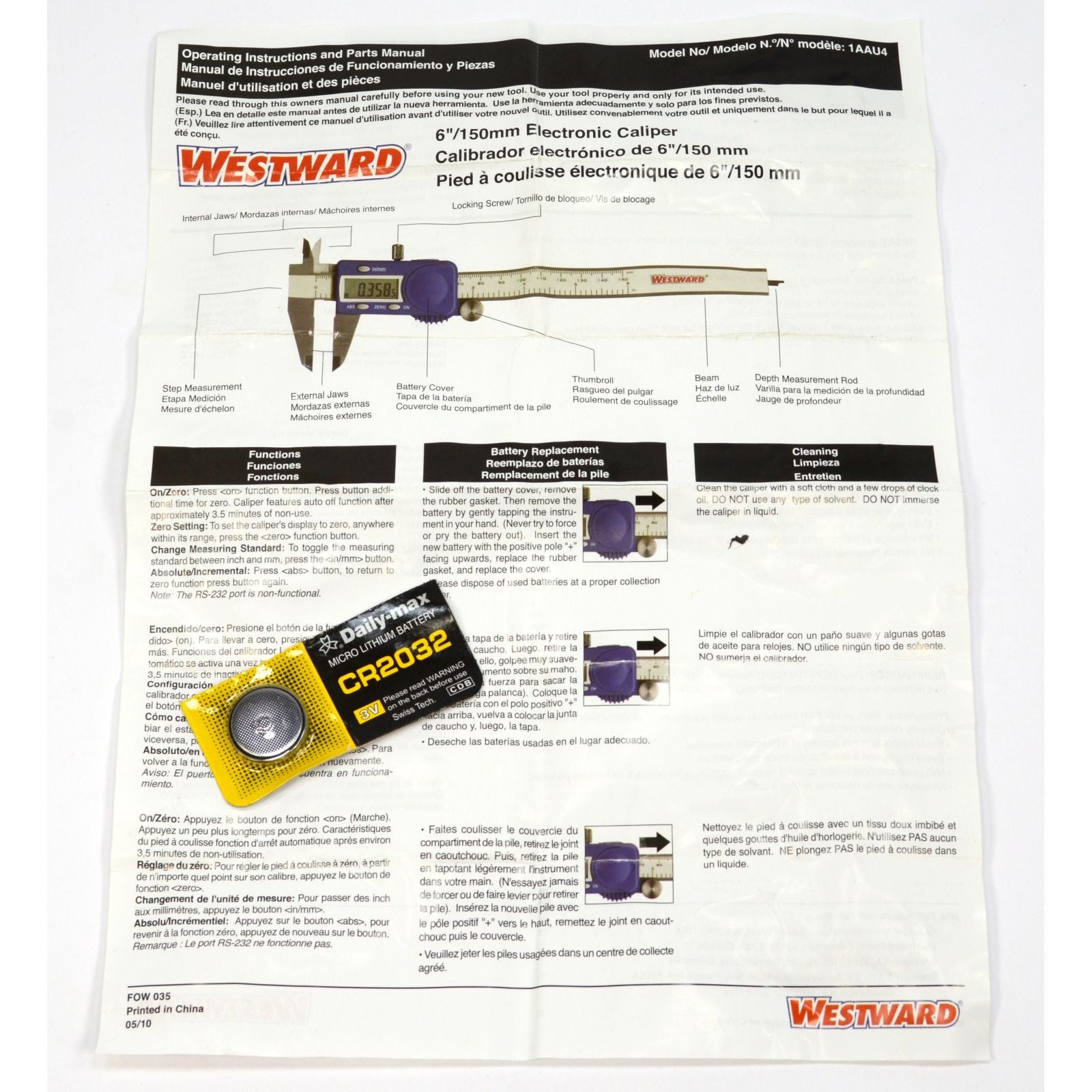 WESTWARD 6-Inch/150mm Digital Electronic Caliper No. 1AAU4 - High Precision Measuring Tool for Metalworking, Woodworking & Engineering | New in Box