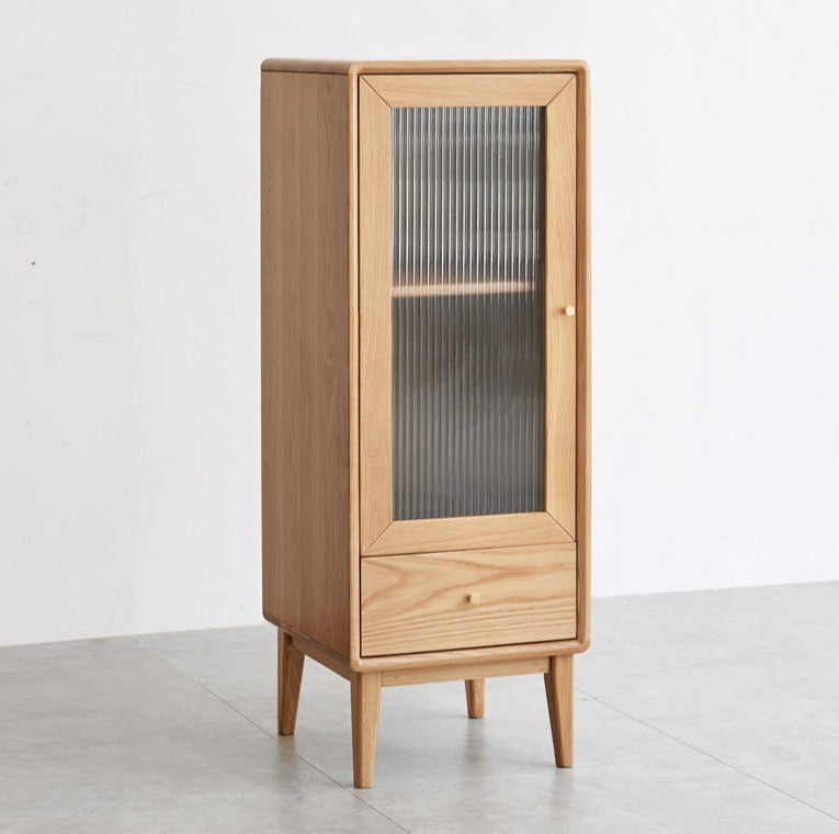 Solid Oak and Pine Wood Side Cabinet - Rustic Nightstand, Bedside Table, or Entryway Storage - Perfect for Bedroom, Living Room, or Hallway
