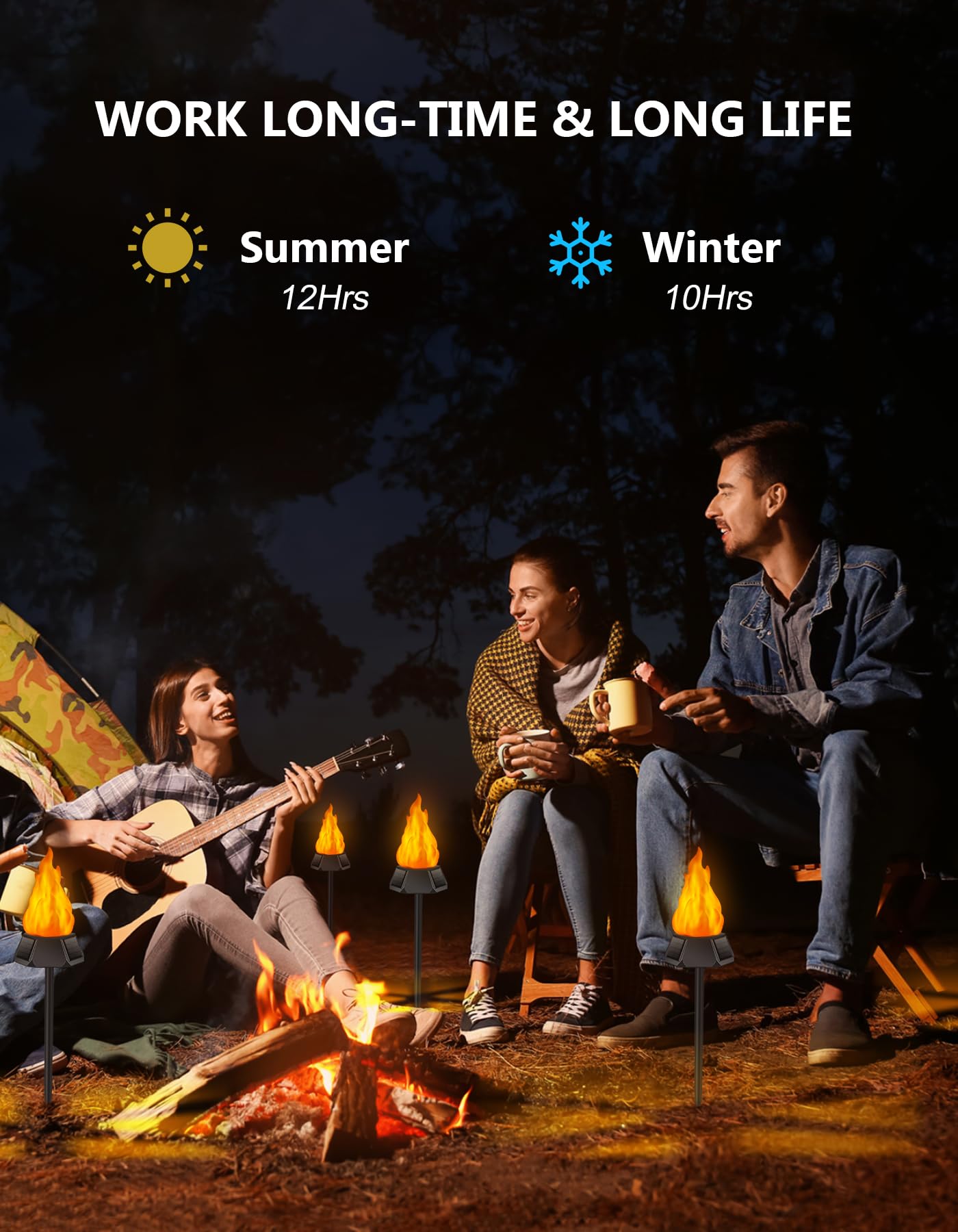 Upgraded Solar Torch Lights with 3 Solar Panels - Flickering Flame Effect, IP65 Waterproof Outdoor Christmas Decorations (8 Pack) for Garden, Pathway, and Holiday Lighting