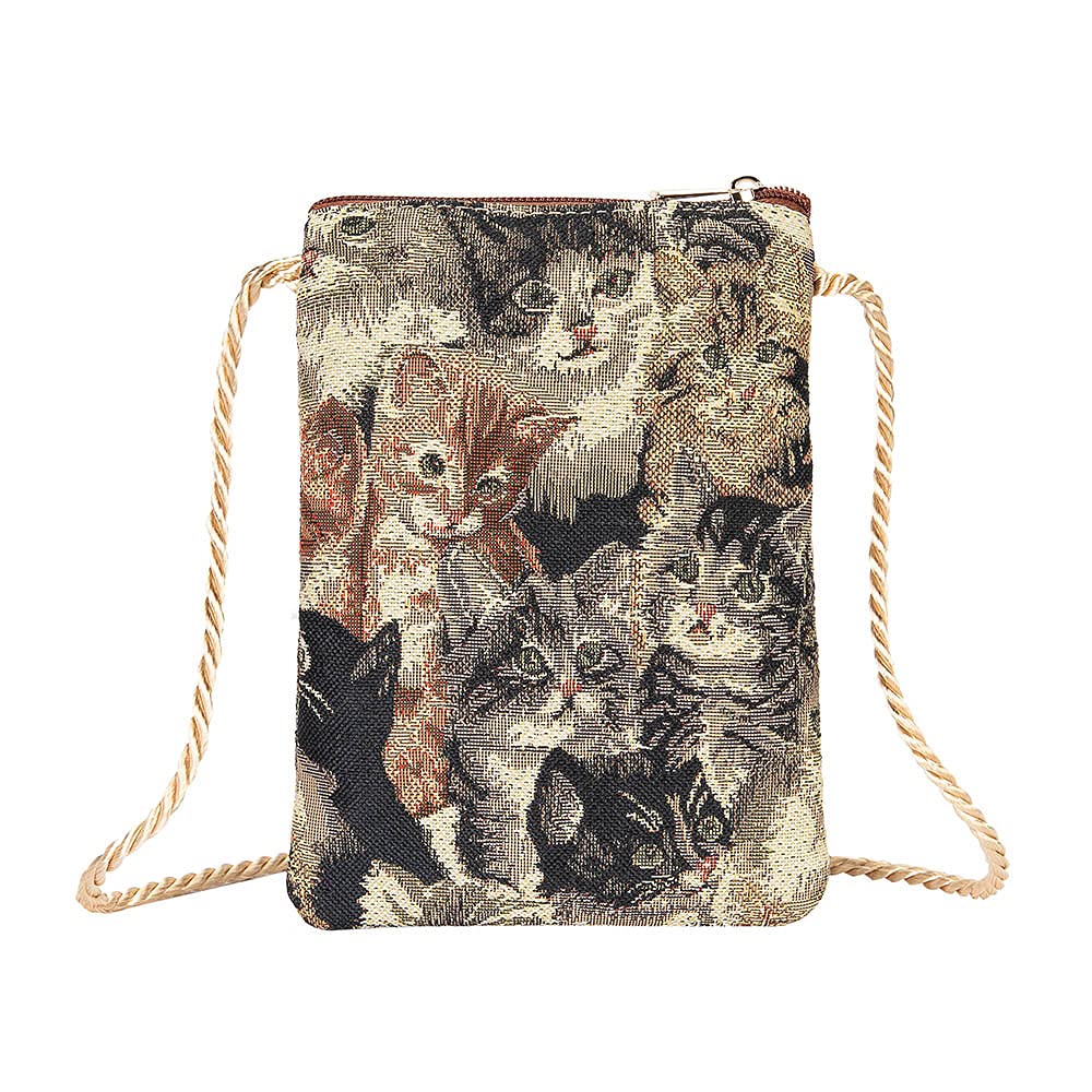 Signare Mini Crossbody Phone Purse for Women - Cat Design Small Shoulder Bag with Adjustable Strap for iPhone & Smartphones | Perfect for Travel, Shopping & Daily Use (SMART-CAT)
