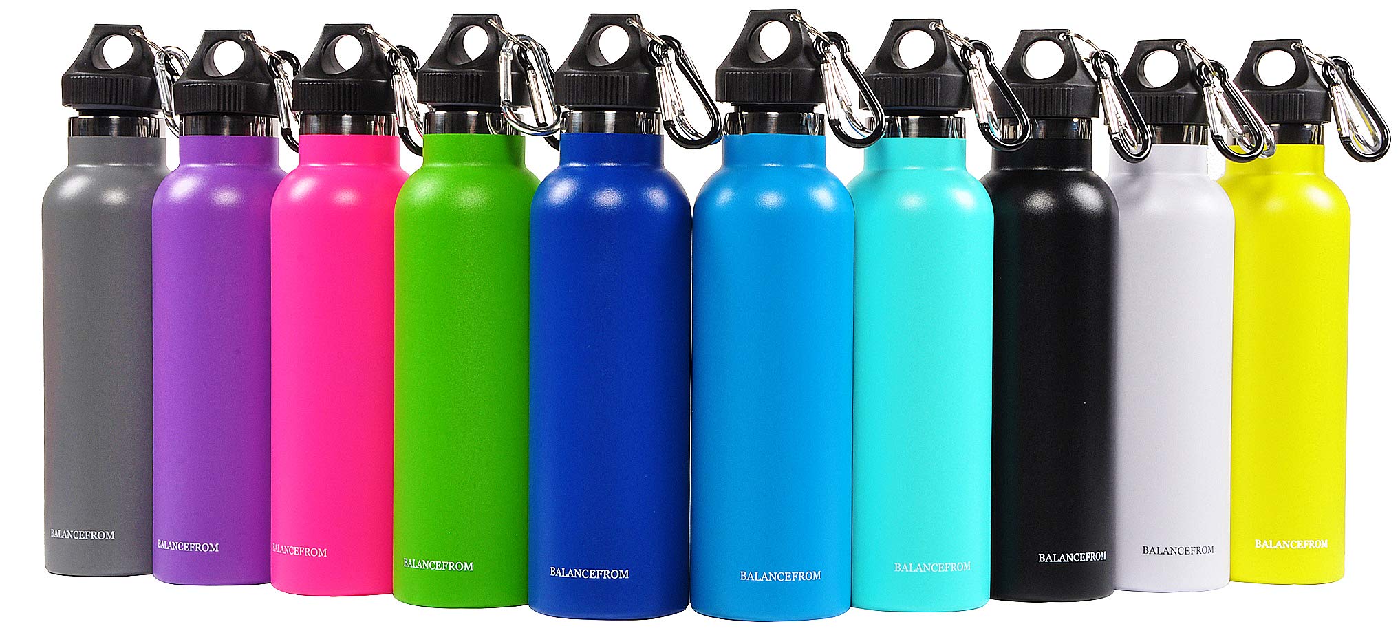 Signature Fitness Double-Wall Vacuum Insulated Stainless Steel Water Bottle - 3 Leakproof Lids, 20oz/32oz, 12 Colors - Perfect for Gym, Hiking & Office Hydration