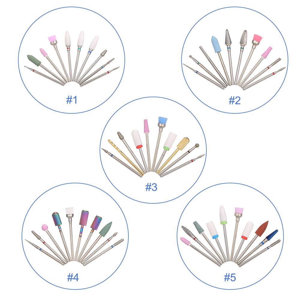 10PCS Professional Nail Art Kit - Manicure Pedicure Drill Bits Set with Nail Dust Brush for Acrylic Gel Polish | Perfect for Home Salon & Nail Art Enthusiasts