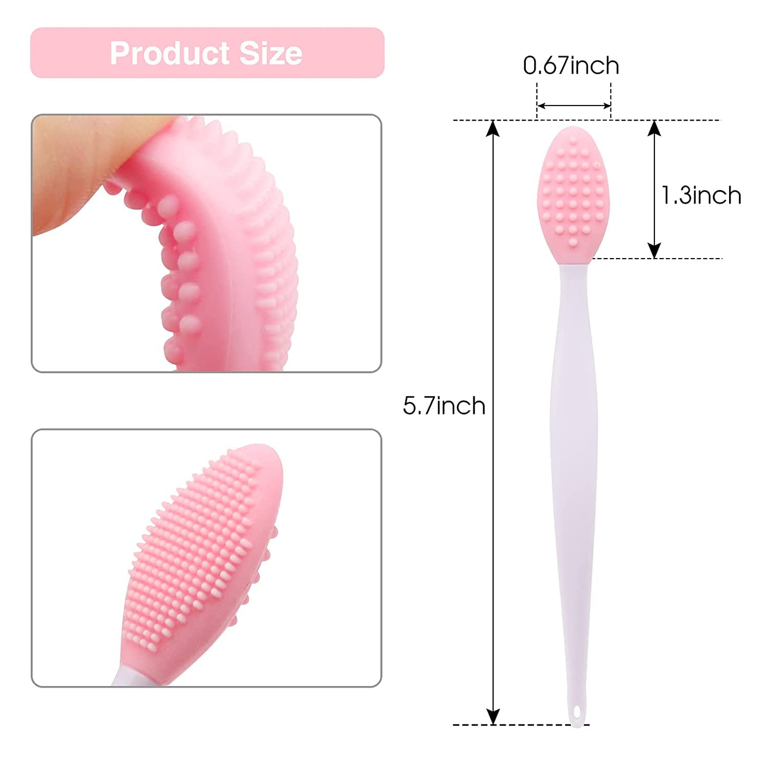 Getmecraft Silicone Lip Scrub Brush - Double-Sided Exfoliating Tool for Dark & Chapped Lips - Lip Scrubber for Smoother Fuller Lips - Pack of 2 - Perfect for Daily Lip Care & Makeup Prep