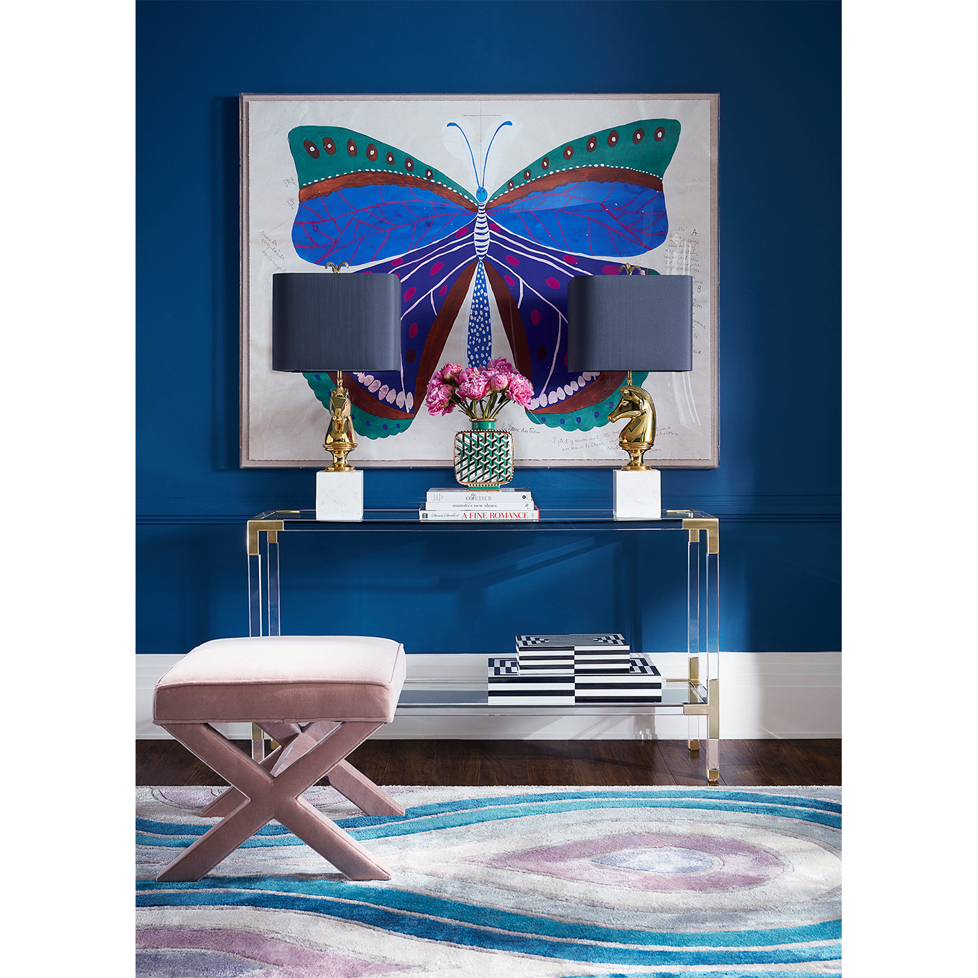 Paule Marrot Blue Butterfly Scarf - Vintage French Silk Scarf for Women - Perfect for Gift Giving, Fashion Accessories & Special Occasions
