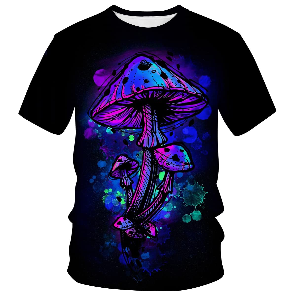 Hippie Mushroom Graphic T-Shirt for Men - Vintage Psychedelic Novelty Tee - Perfect for Music Festivals, Casual Wear & Hippie Style Outfits
