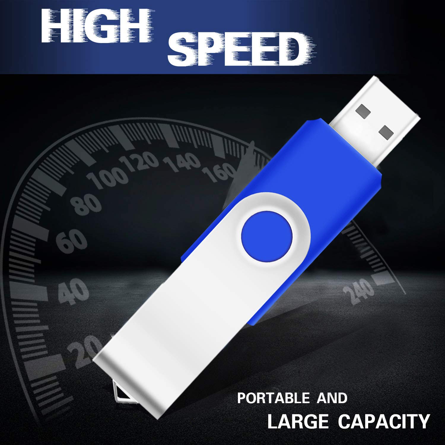 EASTBULL 100 Pack 2GB USB Flash Drives - High-Speed USB 2.0 Swivel Thumb Drives Bulk Pack (Blue) for Data Storage, File Sharing, School & Office Use