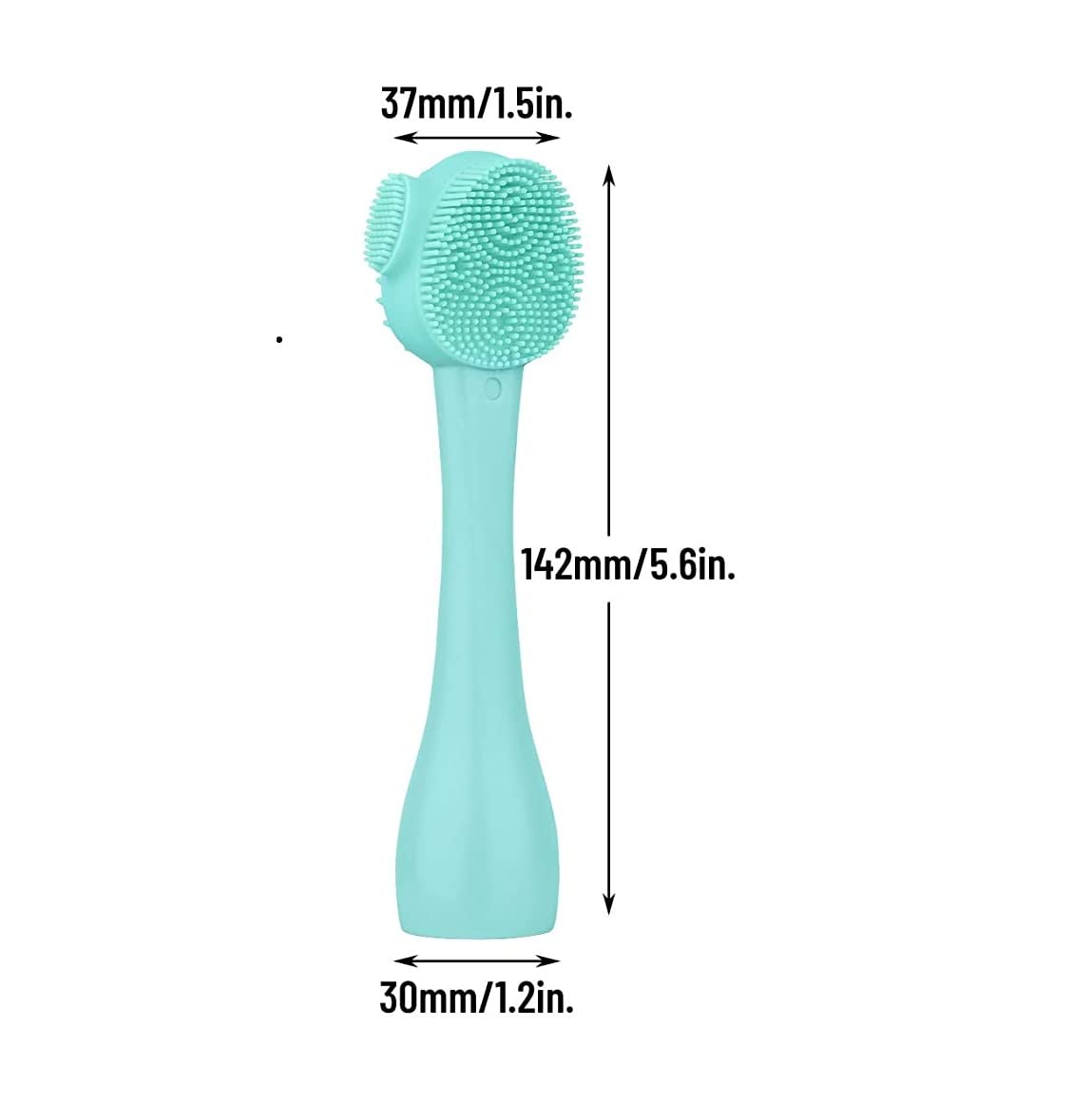 SYGA Silicone Face Cleansing Brush - Exfoliating Scrubber with Dual Head & Flexible Spatula for Deep Pore Cleaning, Blackhead Removal & Makeup Application | Perfect for Skincare Routine, Facial Massage & Mask Application (Green)