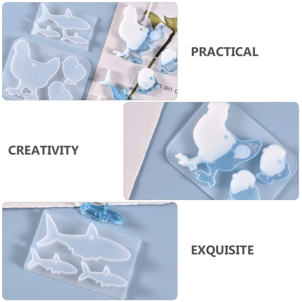 ARTIBETTER 2-Piece Silicone Jewelry Molds - Chicken & Fish Shaped Pendant Molds for DIY Epoxy Resin Casting, Handmade Charm & Tag Making - Perfect for Crafting Unique Resin Jewelry at Home