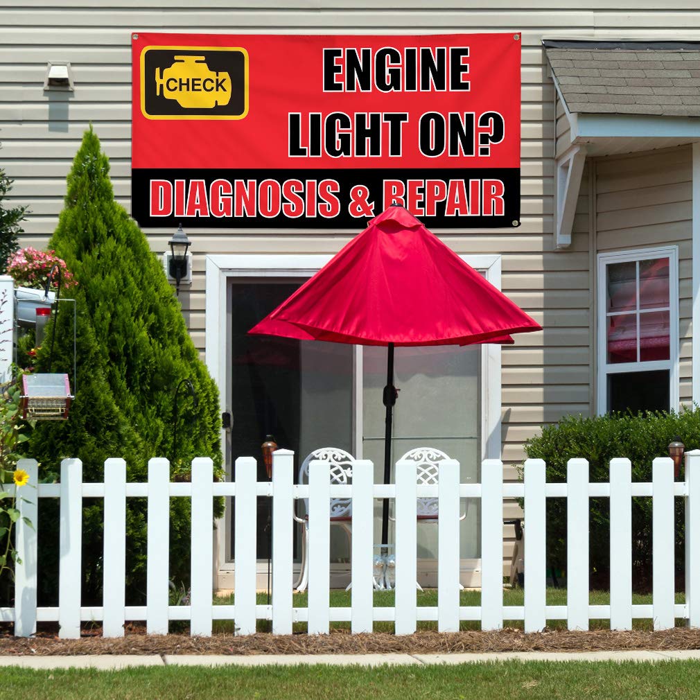 Vinyl Banner - Multiple Sizes (48x96 Inches) with 8 Grommets | Weatherproof, Durable for Outdoor & Industrial Use | Perfect for Engine Light Diagnostics, Auto Repair Shops, Yard Signs & Commercial Advertising