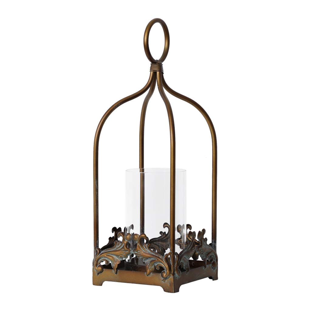 Gold Iron Wind Lamp Candle Holder - 15x44cm Glass Cover for Home, Restaurant & Bedroom Decor - Romantic Table Centerpiece for Weddings, Dinners & Relaxing Ambiance