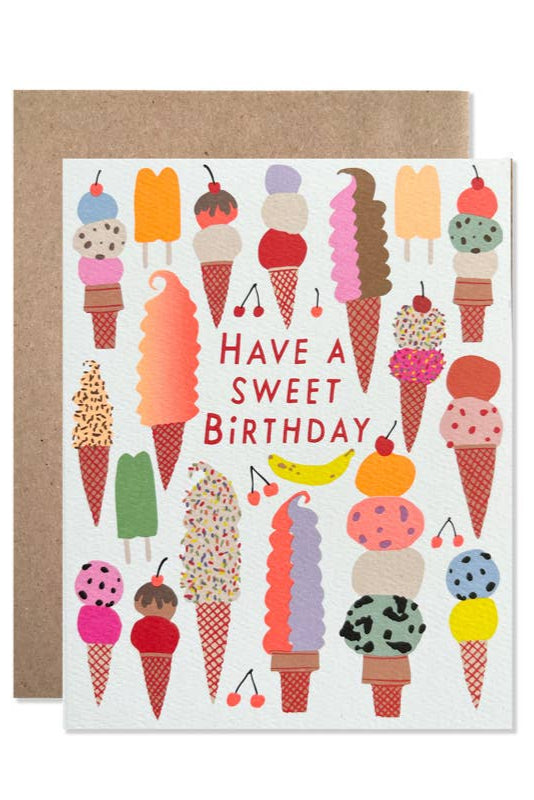 Sweet Ice Cream Birthday Card - Fun & Colorful Greeting Card for Kids & Adults - Perfect for Birthdays, Parties & Celebrations