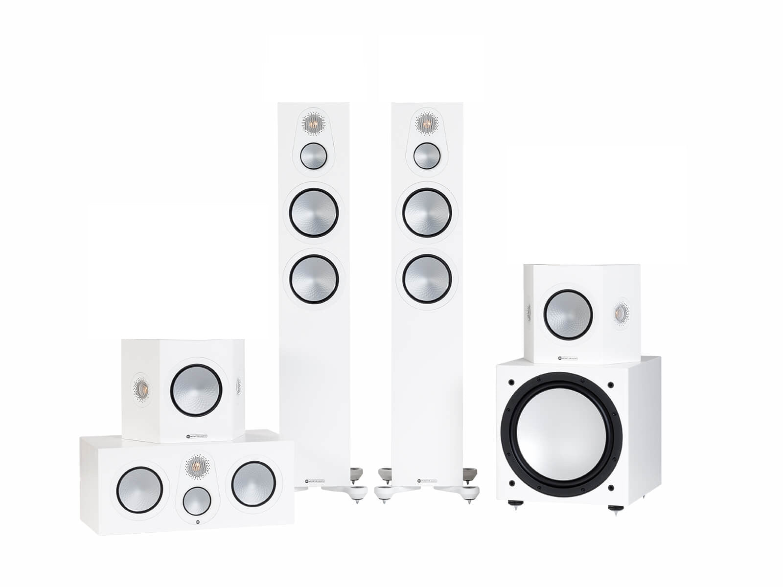Monitor Audio Silver 300 7G 5.1 Channel Home Theater Speaker System - Premium Floorstanding Speakers for Movies, Music & Gaming (Black Oak) | Perfect for Living Room & Home Theater Setup