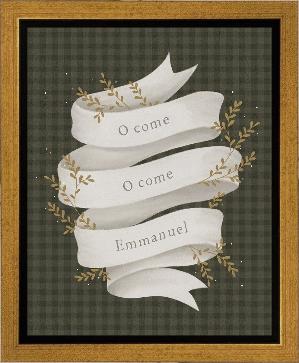 O Come Emmanuel Green Gallery Wrap Canvas - Religious Christmas Wall Art Decor for Home, Church & Holiday Season