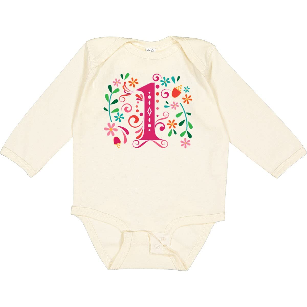 1st Birthday Outfit for Girls - Inktastic 1 Year Old Long Sleeve Creeper | Cute Baby Romper for Birthday Party, Photo Shoot & Special Occasions