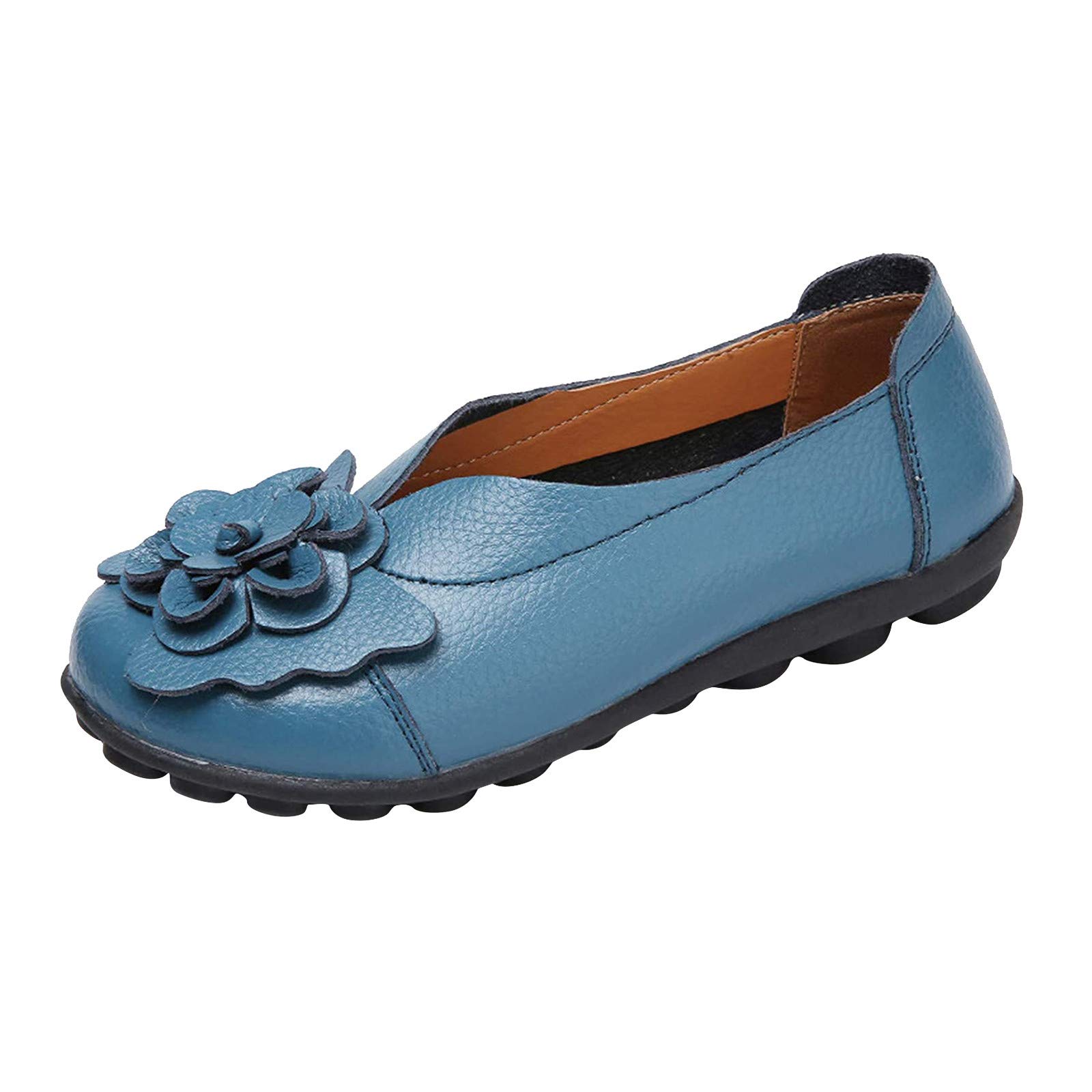 Blue Women's Slip-On Slippers - Comfortable Casual Flat Shoes with Floral Design - Perfect for Indoor Wear, Lounging at Home, and Relaxing in Comfort