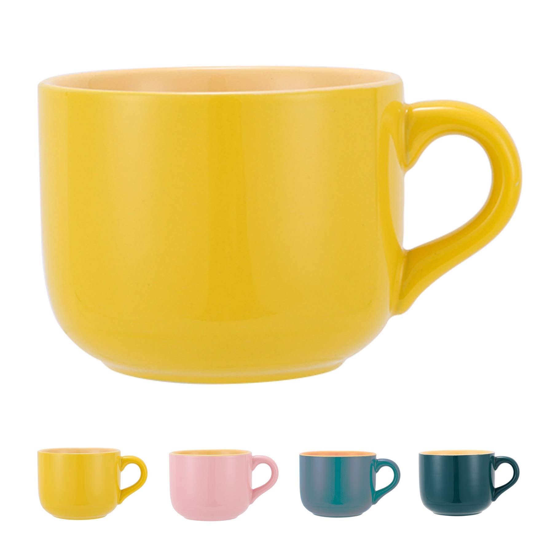 TeenFighter 23oz (680mL) Large Porcelain Oatmeal Mug - Wide Rim Coffee Cup, Soup Bowl & Breakfast Mug, Microwave & Dishwasher Safe Ceramic - Perfect for Coffee, Tea, Milk, Ice Cream, Smoothies - Ideal for Home, Office, Cafe & Gifts