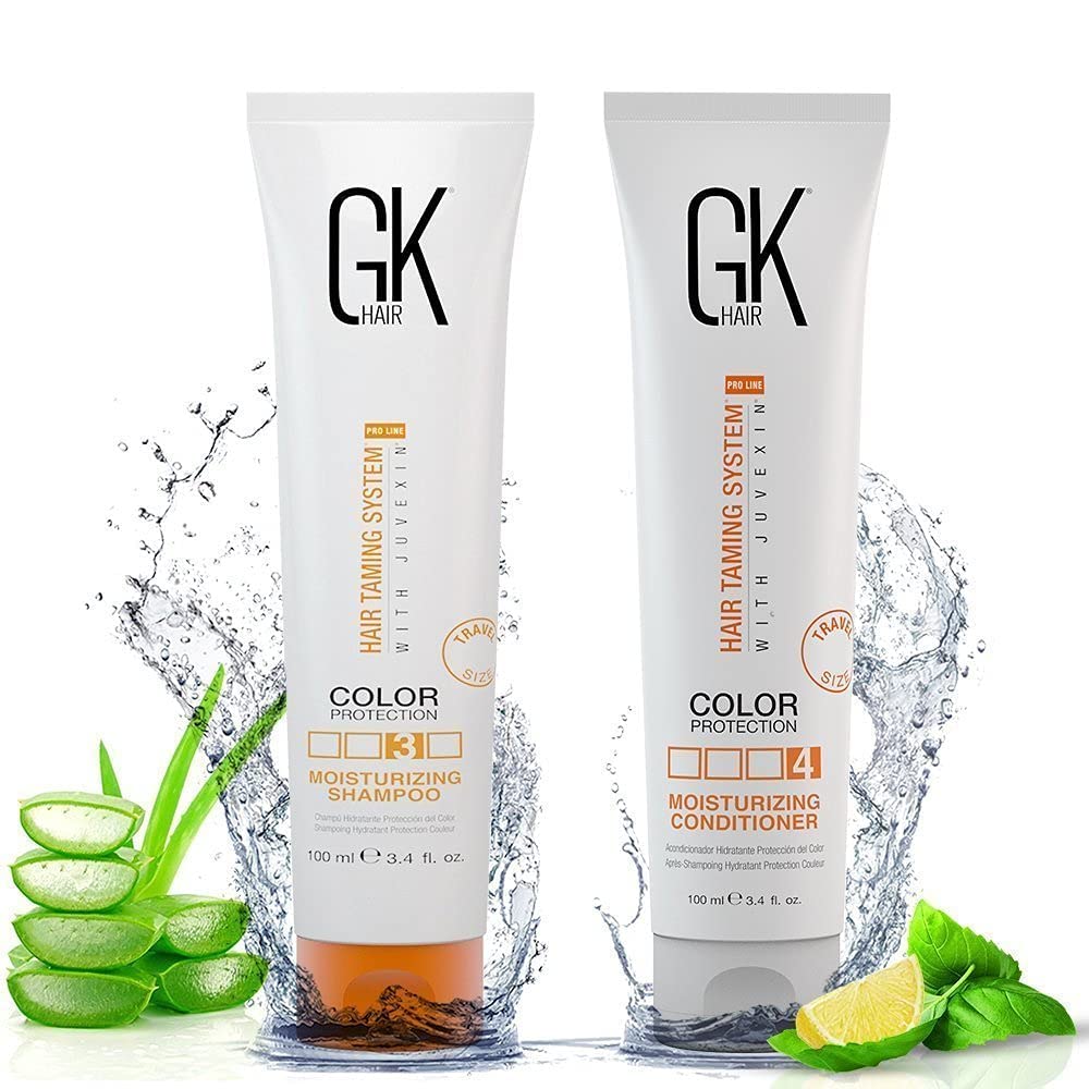GK HAIR Global Keratin Professional Hair Treatment Set (300ml/10.1 Fl Oz) with Organic Argan Oil Serum (10ml) & Moisturizing Shampoo & Conditioner (100ml) - Salon-Quality Hair Care for Dry, Damaged & Frizzy Hair at Home