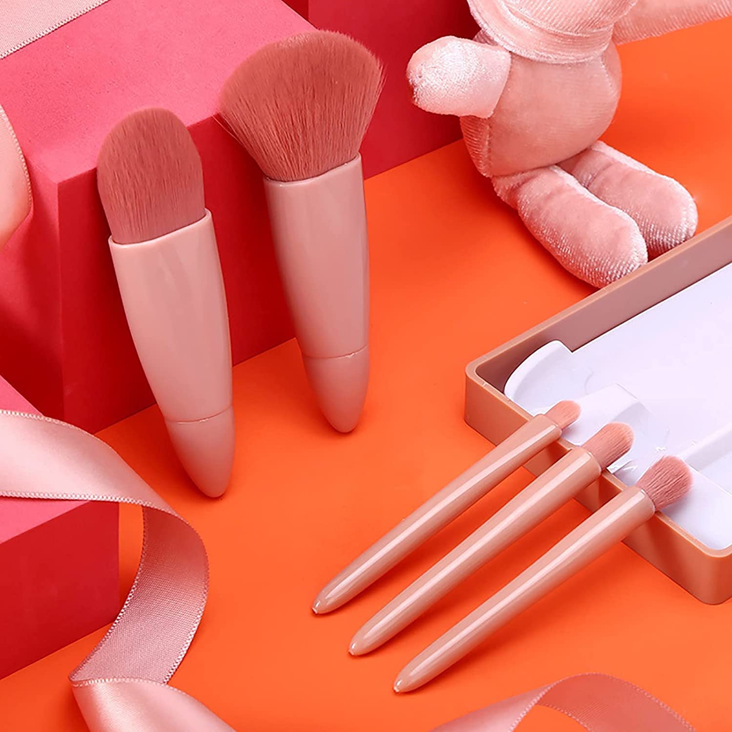 Professional Makeup Brush Set - 12 Piece Portable Mini Travel Cosmetic Brushes Kit with Mirror | Complete Face & Eye Makeup Tools for Foundation, Blush, Eyeshadow & Contouring | Perfect for Travel, Home Use & Professional Makeup Artists
