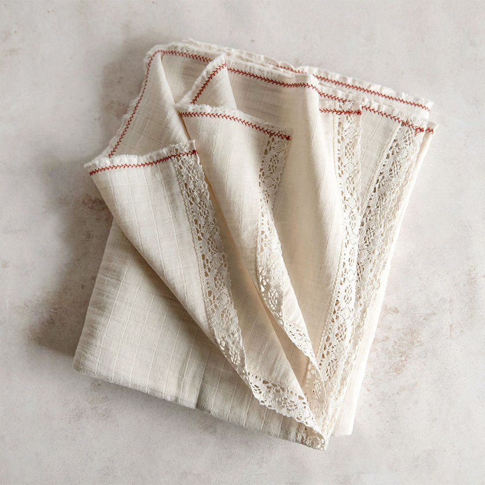 Elegant Cotton & Lace Tablecloth - Premium Dining Table Cover for Weddings, Parties & Home Decor - Washable & Durable Round/Rectangular Table Linens