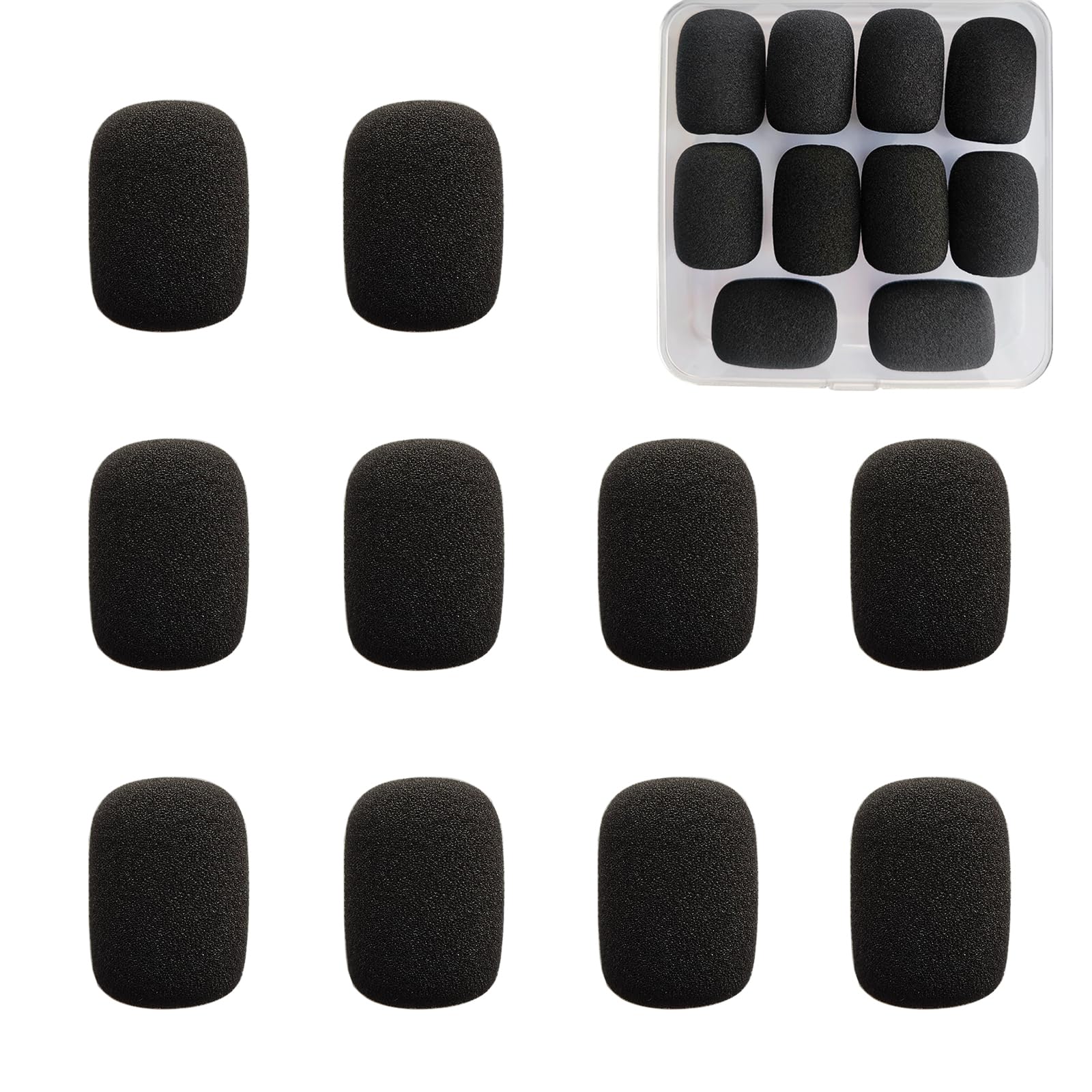 10 Pack Black Foam Windscreen Covers for Lapel Microphones - Mini Size Noise Reduction & Protection for Podcasting, Interviews, and Public Speaking