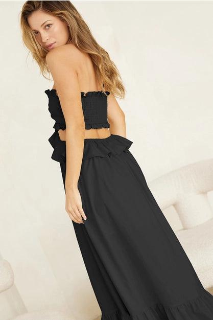Elegant Gwenivere Black Maxi Dress for Women - Flowy Long Evening Gown with Side Slit | Perfect for Weddings, Parties & Special Occasions