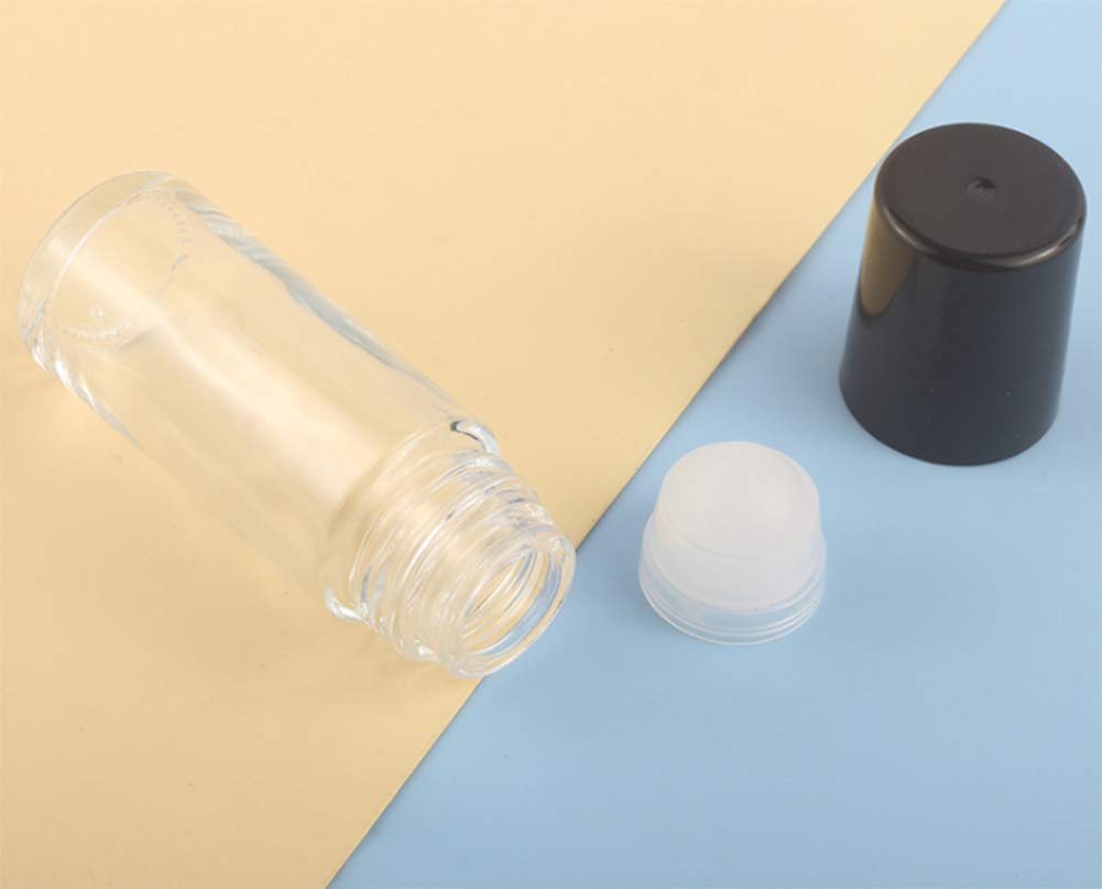 3 Pack Glass Roll On Bottles for Essential Oils, DIY Deodorant, Lip Balm & Lotion - 50ml Refillable Containers with Plastic Roller Balls - Perfect for Travel, Skincare & Aromatherapy